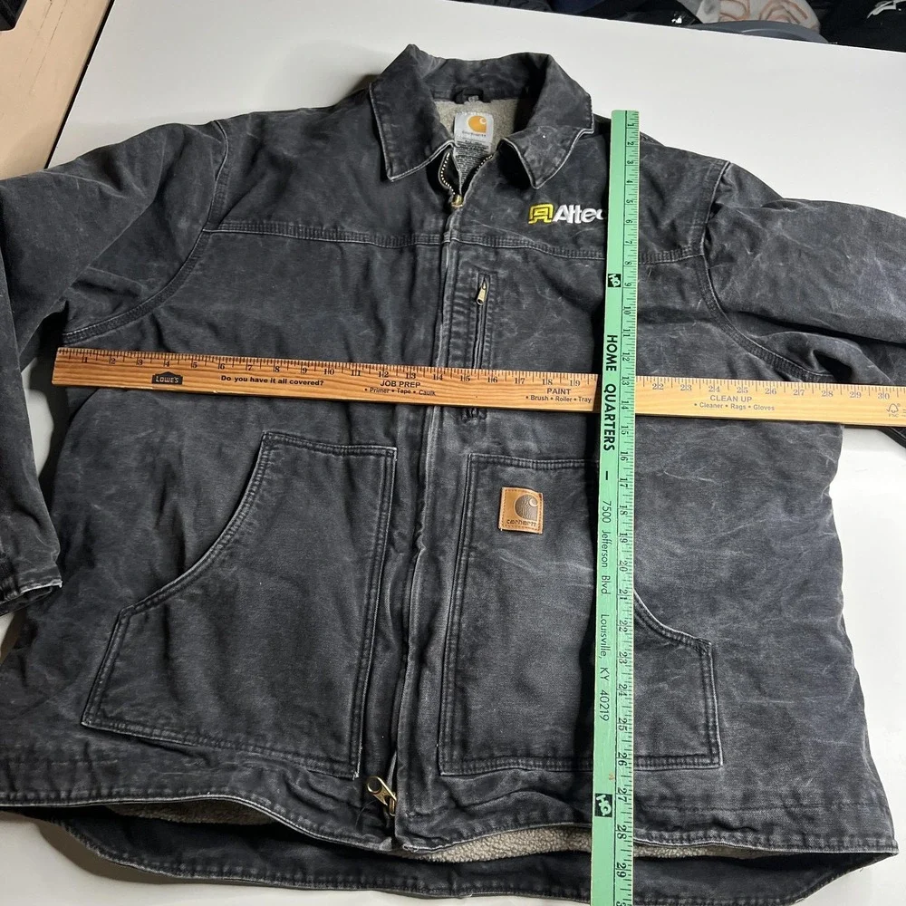 Carhartt C61 BLK Sandstone Ridge Coat Mens 2XL Black Sherpa Lined Altec Logo